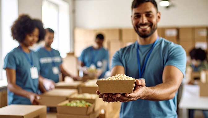 man volunteering