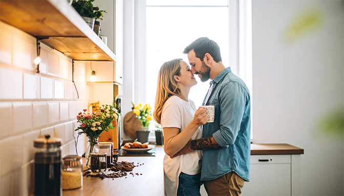 couple sharing morning coffee together