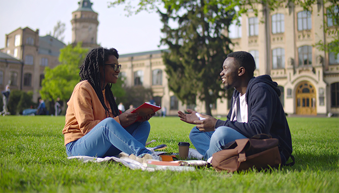 male and female college student