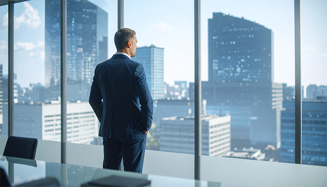 staring out office window