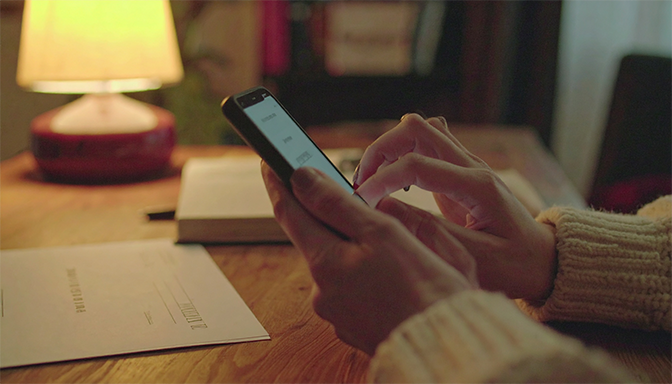 typing thoughtful text message