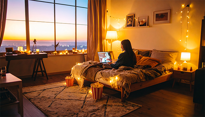 watching movie on laptop